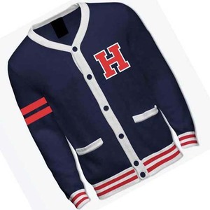 Cardigans bleu marine à col en V avec logo personnalisé, manches longues, tricotés, pour sororités et fraternités, vêtements d'automne et d'hiver - Product Image 4
