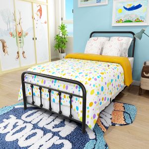 Letto a piattaforma in metallo nero stile vittoriano, misura Twin, con testiera, pediera e contenitore sotto il letto, non necessita di rete a molle - Product Image 5