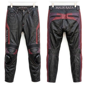 Pantalon de moto en cuir véritable bicolore pour homme et femme, sur mesure, équipement de course - Product Image 5