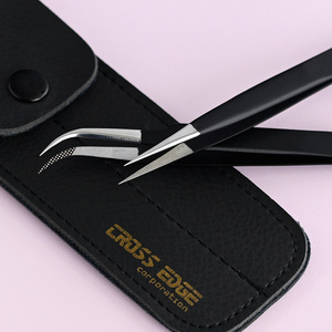 Pinzas de aislamiento de pestañas personalizadas punta de fibra Pinzas de acero inoxidable de 45 grados extensiones de pestañas para volumen con su logotipo - Product Image 6