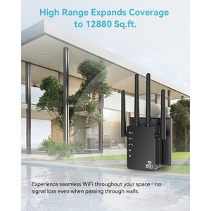 Amplificatore di Segnale WiFi Dual Band 5GHz/2.4GHz 1200Mbps Compatibile con 105 Dispositivi, Estensore di Rete a Lungo Raggio per 12880 Piedi Quadrati - Product Image 3