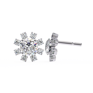 Boucles d'oreilles clous flocon de neige en argent 925 plaqué, moissanite taille brillant ronde, sertissage griffe, bijoux de mariage unisexe minimalistes - Product Image 1