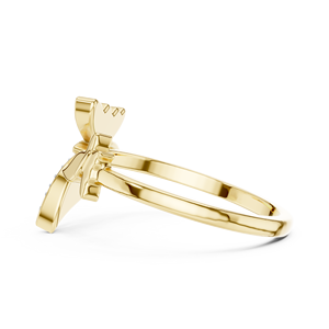 Anillo de Diamantes Cultivados en Laboratorio con Diseño de Mariposa Doble, Oro Amarillo Sólido de 18 Quilates, Chapado en Rodio, Corte Moderno, para Compromiso, Fiesta, Regalo, Boda, Uso Diario - Product Image 2