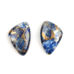 Prix d'usine Cabochon calibré à dos plat fantaisie en forme de papillon, en Lapis Lazuli et Cuivre de Mohave naturel, 12x18mm, pierre précieuse en vrac pour bijoux - Product Image 1