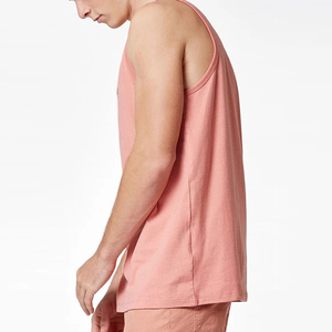Camiseta sin Mangas Rosa para Hombre, Cuello Redondo, Tejida, Color Sólido, Estilo Casual - Product Image 3