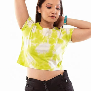 Top Corto de Algodón Transpirable de Secado Rápido para Mujer, Primavera-Verano 2026, Estilo Casual Holgado con Cuello Redondo, Manga Corta, Estampado Sólido, Estilo Hip Hop - Product Image 4