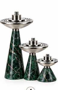 Wholesale Middle Eastern Traditional Oudh <b>Incense</b> Burner Featuring Ornate Cutout Gold Lid and Natural Marble <b>Cone</b> Stand - Product Image 3