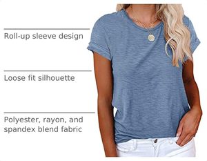 Camiseta de Mujer en Spandex/Algodón, Moderna, Casual, Corte Regular, Manga Corta, Cuello Redondo, Estilo Urbano, Básica, Suave y Transpirable - Product Image 3