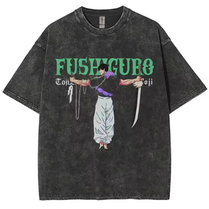 Custom Printed Streetwear Oversized <b>T</b> Shirt Japanese Fish <b>Back</b> Print Cotton Loose Fit Supplier - Product Image 4