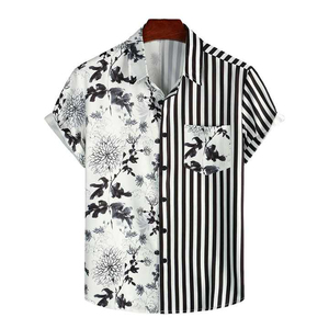 Ensemble de vêtements de plage pour hommes de style hawaïen, personnalisé OEM, chemises décontractées en coton coloré, technique de lavage sergé, imprimé hawaïen - Product Image 1