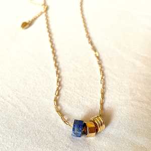 Lapis Lazuli Necklace Sterling Silver Pendant Gold Plated Chain Blue Stone Jewelry Handmade Jewelry Wholesale Supplier - Product Image 5