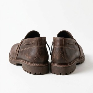 Zapatos para caminar de cuero genuino marrón para hombre, botines informales con cordones y punta redonda, calzado de otoño - Product Image 3