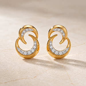 Pendientes de Moda con Diseño Abstracto de Doble Curva, Chapados en Oro, Joyería de Moda, Oro de 18K, 14K, 10K, Plata 925, 935 - Product Image 1
