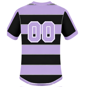 เสื้อรักบี้แขนสั้นสีดำลายทาง คอกลม สำหรับฝึกซ้อมและแข่งขันกีฬา - Product Image 2