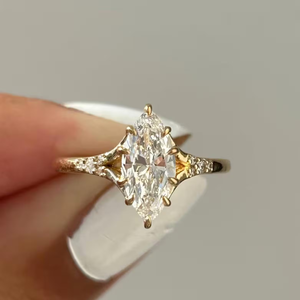 2CT Marquise Cut Moissanite Engagement <b>Ring</b> 925 <b>Silver</b> Rhodium Plated IGI Certified Prong Setting <b>Solitaire</b> - Product Image 2
