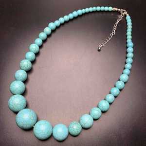 B.H CRAFTS BH-1371 Classic <b>Blue</b> Resin Turquoise Beaded <b>Necklace</b> Unisex Fashion Jewelry Round Ball Shape Statement Piece Party - Product Image 4