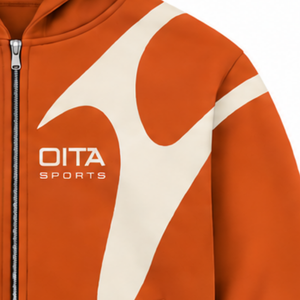 Sudadera con capucha y cremallera completa para hombre, estilo urbano, con paneles en contraste naranja, manga larga, personalizada, informal, de forro polar, con bolsillo. - Product Image 5