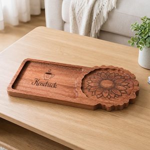 Plateau de rangement hexagonal en bois, finition vernie, design minimaliste, pour utilisation sur table, plateau en bois durable à un seul niveau, plateau de service personnalisé - Product Image 4