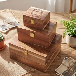 Boîte à bijoux en bois classique artisanale, bois massif naturel, emballage durable pour cadeaux festifs, aliments gastronomiques, fruits secs - Product Image 3