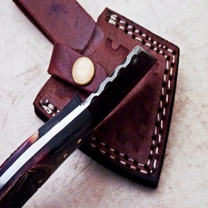 Couteau de chasse à lame fixe en acier Damas fait main Trend Blades, pointe clip, manche en bois, étui en cuir, multifonctionnel DIY - Product Image 3