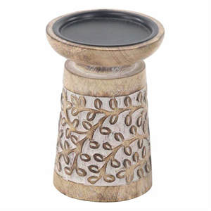 Candelabro de Madera de Mango Hecho a Mano, Rústico, con Tallado Floral, para Decoración del Hogar, Centro de Mesa para Bodas, Regalo - Product Image 1