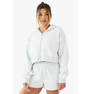 Sudadera con capucha de manga larga personalizada en color, suelta, con cuello redondo, para mujer, tejida. - Product Image 1