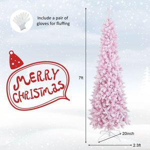 Albero di Natale a Matita Pre-Illuminato Effetto Neve da 2,1 Metri con 300 Luci e 8 Modalità - Decorazioni Natalizie - Product Image 6