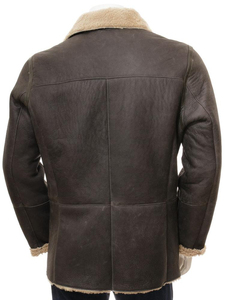 Men's Brown Genuine Leather <b>Waterproof</b> Breathable Eco-Friendly Moto <b>Jacket</b> Stand Collar Zipper Closure Slim Fit <b>Winter</b> Wear - Product Image 2