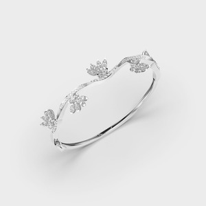 IGI Certified Marquise & Round Floral Wave Diamond <b>Bracelet</b> in <b>Solid</b> 925 Sterling <b>Silver</b> - Product Image 2