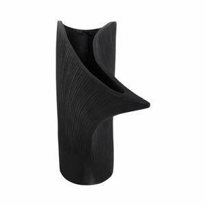 Jarrón de Metal Moderno para Mesa, Color Negro, Diseño de Boca Ancha, 12x7x3 Pulgadas, Decoración - Product Image 2