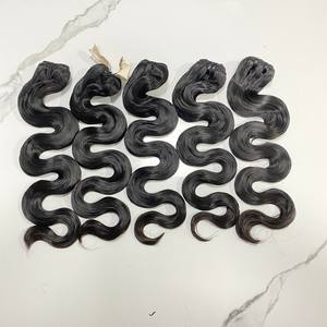 Alta calidad 100% crudo sin procesar cuerpo ondulado trama extensiones de cabello humano cutícula alineada grado 12A tejido virgen negro - Product Image 1