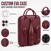 Sac de voyage personnalisé avec logo, antichoc, en EVA, pour 1 bouteille et 2 verres, idéal comme coffret cadeau pour le vin