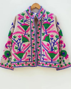 Chaqueta Bomber de Algodón Bordada Suzani al por Mayor, Diseño Floral Tradicional Hecho a Mano, Transpirable, Tejido Acabado, Unisex - Product Image 1