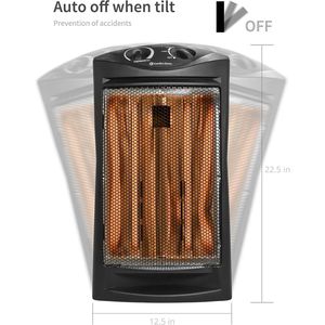 Stufa Elettrica Portatile Quartz Tower 2 con Termostato Regolabile e Calore a Infrarossi per Uso Interno - Product Image 3