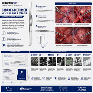 DeBAKEY-DIETHRICH คีมจับเนื้อเยื่อหลอดเลือด ปลายละเอียดพิเศษ กว้าง 1 มม. ZETOMEDPRO - Product Image 3