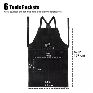 Delantal de Soldadura de Cuero Vacuno de Alto Rendimiento con Bolsillos Ajustables, Anticorte, Ropa de Trabajo para Bomberos, Duradero - Product Image 5