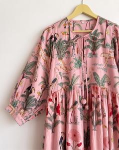 Wholesale Indian Autumn Vintage Wave Print Knitted Long <b>Dress</b> Women Casual <b>Dress</b> <b>Elastic</b> Waist Puff Sleeve - Product Image 4