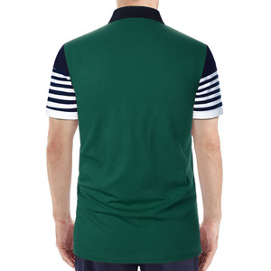 Men's Color Blocked <b>Striped</b> Polo <b>Shirt</b> Short Sleeve Knitted Casual Green Navy White Wholesale <b>bulk</b> manufacturing - Product Image 2