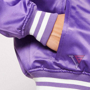 Custom Chicago Satin <b>Varsity</b> <b>Bomber</b> <b>Jacket</b> with Canvas Fabric 100% Satin Shell Waterproof & Windproof Winter <b>Jacket</b> for <b>Men</b> - Product Image 6