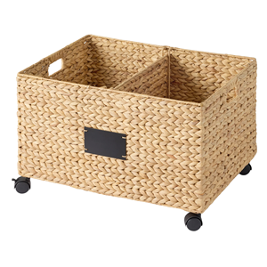 Cesto de Lavandería de Jacinto de Agua Natural con Divisores Extraíbles, Contenedor de 2 Compartimentos con Ruedas, Venta al por Mayor desde Vietnam - Product Image 1