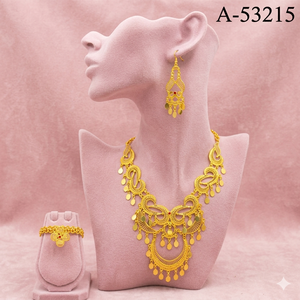 Parure de bijoux de luxe ethnique MOLL JEWELLERS pour femme, plaqué or et argent, avec collier et boucles d'oreilles pendantes A-53218 pour soirée - Product Image 4