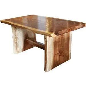 Tavolo da pranzo legno di Suar colore naturale 150 Cm-mobili moderni fatti a mano in legno massello dalla produzione indonesiana