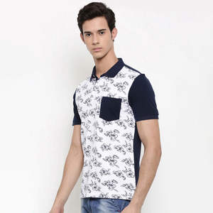 Camisa Polo Blanca para Hombre, Diseño con Estampado Completo y Mangas en Contraste, Transpirable, de Algodón, Informal, de Manga Corta, para Verano - Product Image 3