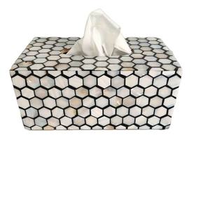 Boîte à mouchoirs décorative en résine noire et blanche avec couvercle en bois, porte-papier pour la maison, l'hôtel, la salle de bain, boîte à bijoux avec couvercle, cadeau - Product Image 2