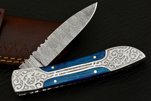 Couteau à lame pliante Skinner tactique pour hommes gaine de corne de taureau en acier damas forgé pour le camping la chasse personnalisable cadeau OEM lui - Product Image 5