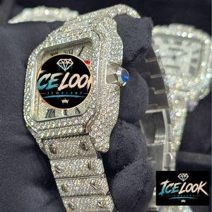 ICELOOK นาฬิกาข้อมือผู้ชายหรูหรา หน้าปัดทรงสี่เหลี่ยมประดับเพชร ตัวเรือนสแตนเลส สตีล ระบบอนาล็อก กลไกอัตโนมัติ ขนาด 40 มม. เข็มเรืองแสง กระจกแซฟไฟร์ สายขนาด 20 มม. - Product Image 3