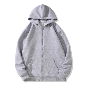 Plain Blank Fleece Base Layer <b>Zip</b> Up Hoodie Men Soft Touch Everyday Lounge Heavy Cotton Metal <b>Fastener</b> Outfits - Product Image 3