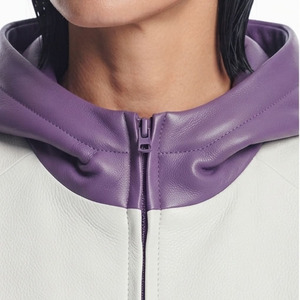 Women Crop Leather Wholesale Hoodie Female <b>Cropped</b> Leather Hood With Side Pockets Girls <b>Zip</b> Leather Short Length Hooded - Product Image 4