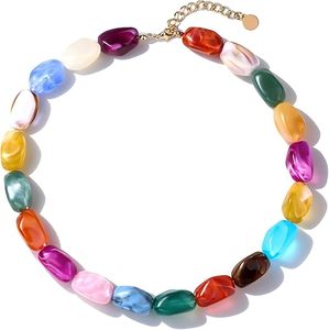 Necklace for Women Unique Resin Beads Choker Necklaces Boho Statement Chunky Necklace <b>Summer</b> Vacation Jewelry - Product Image 4