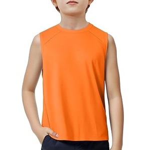 Camiseta sin Mangas para Niños de Color Naranja con Logotipo Personalizado de Buena Calidad, Chaleco para Bebés, Ropa para Niños, Tops Transpirables para Niños - Product Image 1